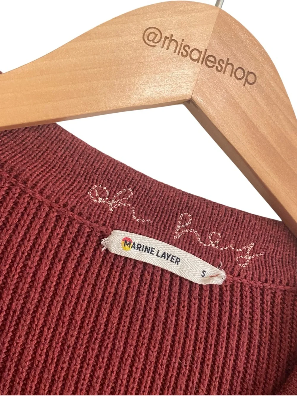 Marine Layer Woold Blend V Neck Orange Knit Robin Cardigan Sweater Size Small